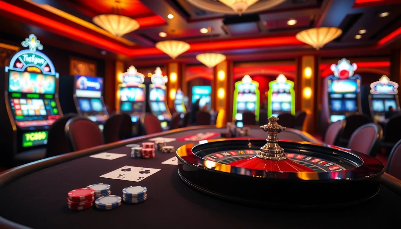 Experience thrilling gameplay at tg88.com with vibrant casino tables and exciting slot machines.