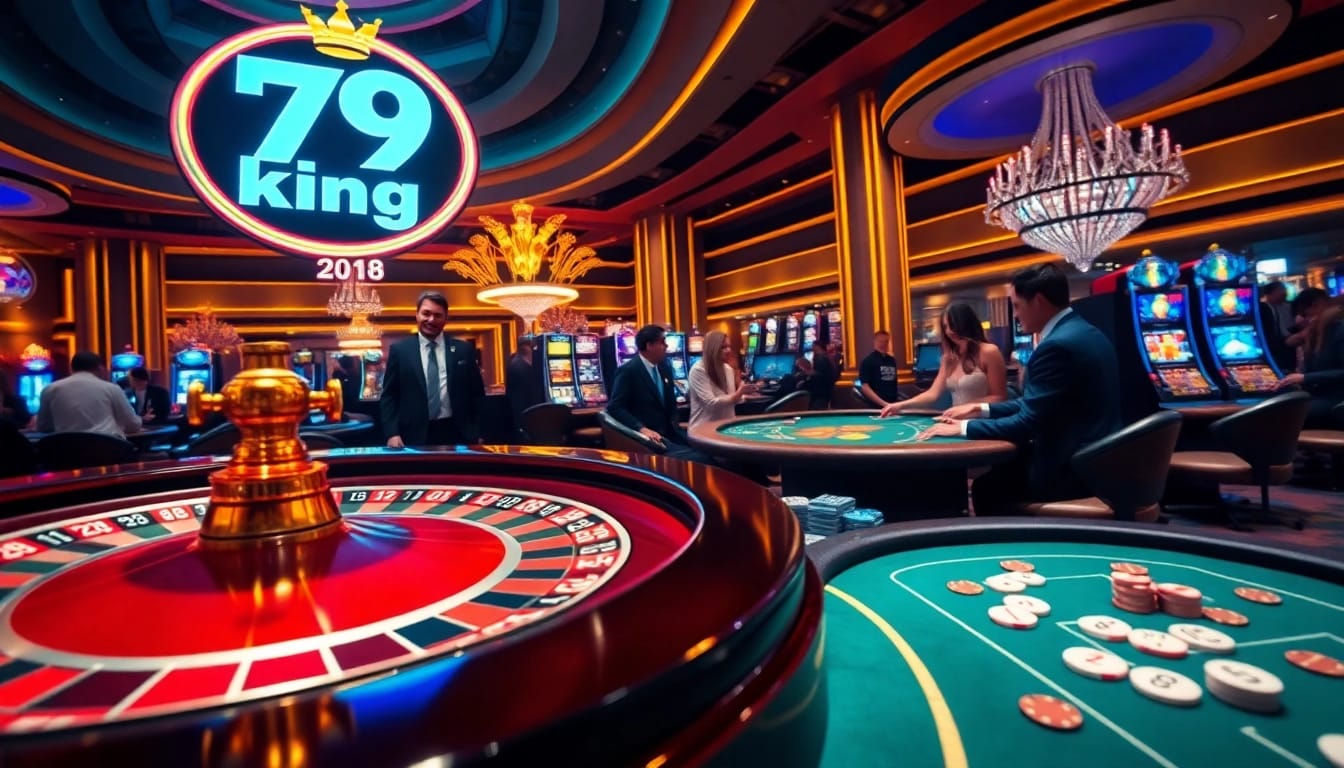 Players enjoying the excitement of 79 king at a modern casino table