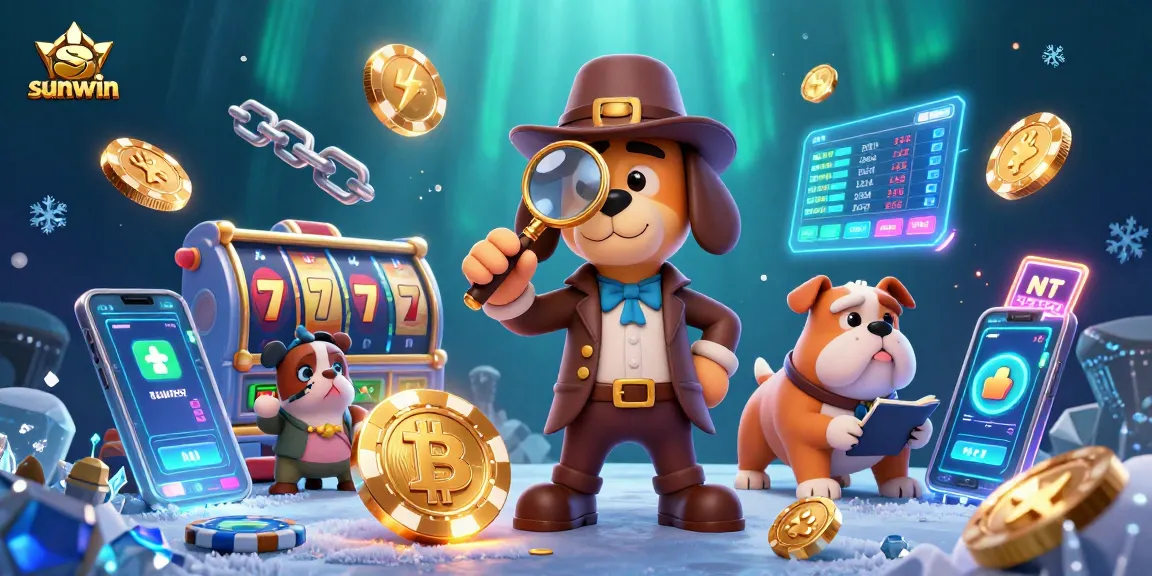 Join the exciting game action with sunwin, featuring detectives uncovering poker treasure amid neon cryptocurrencies.