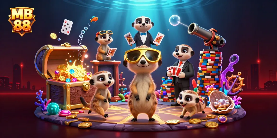 Engage with MB 88's thrilling casino experience featuring meerkats in a vibrant underwater setting.