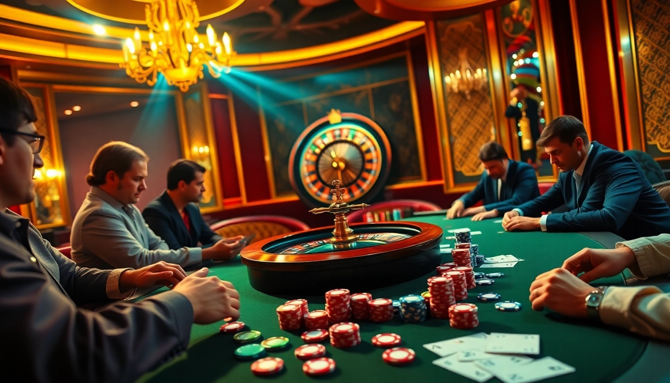 Experience rich casino action with rikbet poker players at a lavish table.
