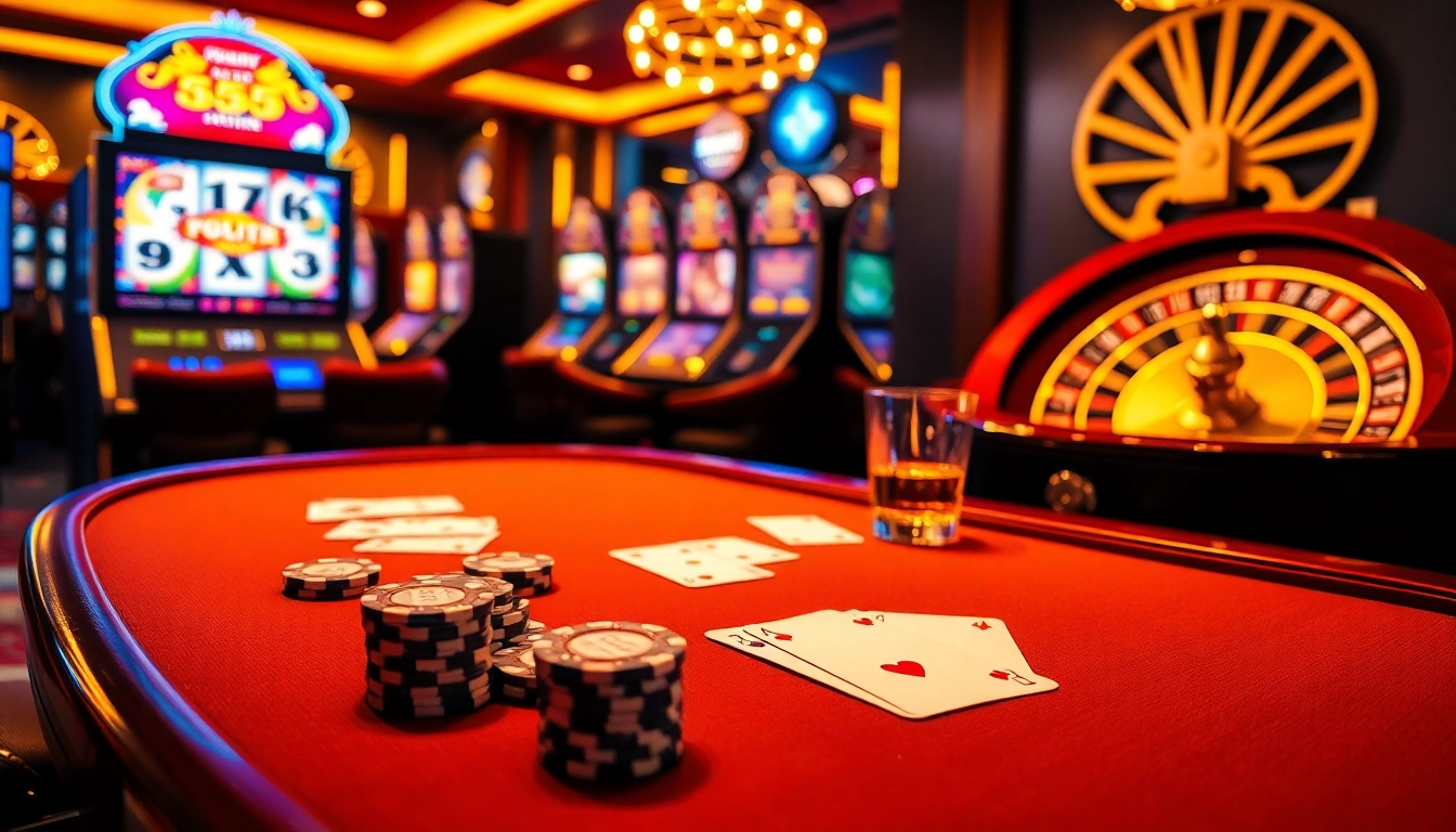 Experience high-stakes excitement with BL555's dazzling casino scene full of luxurious game tables.