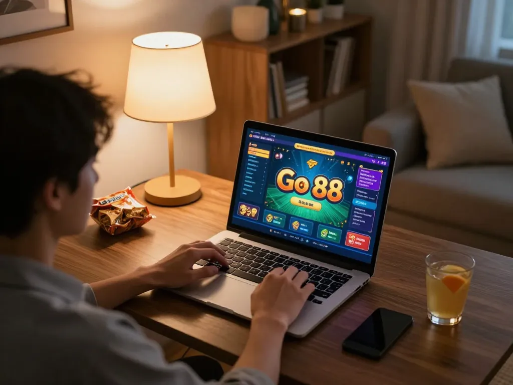 Players experiencing exciting Go 88 game in a cozy home casino setup.