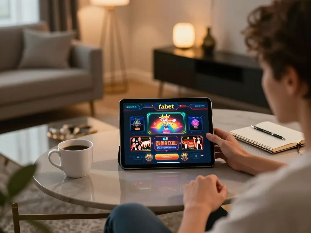 Experience fabet casino thrills with a cozy tablet setup for online gameplay