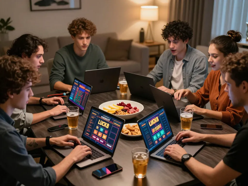 Các người chơi đặt cược một cách chiến lược trên LUCK8 trong một đêm chơi game trực tuyến thú vị, ghi lại động lực xã hội và sự tương tác.