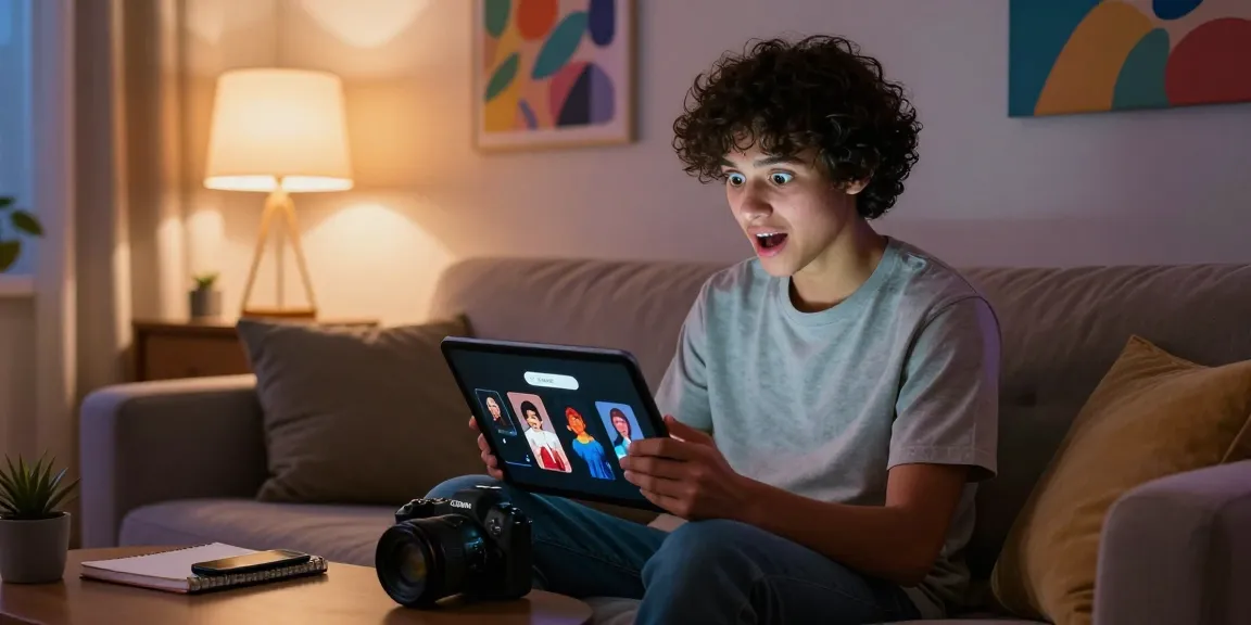 Engaging user experiencing ai nsfw chat on a tablet in a cozy setting.