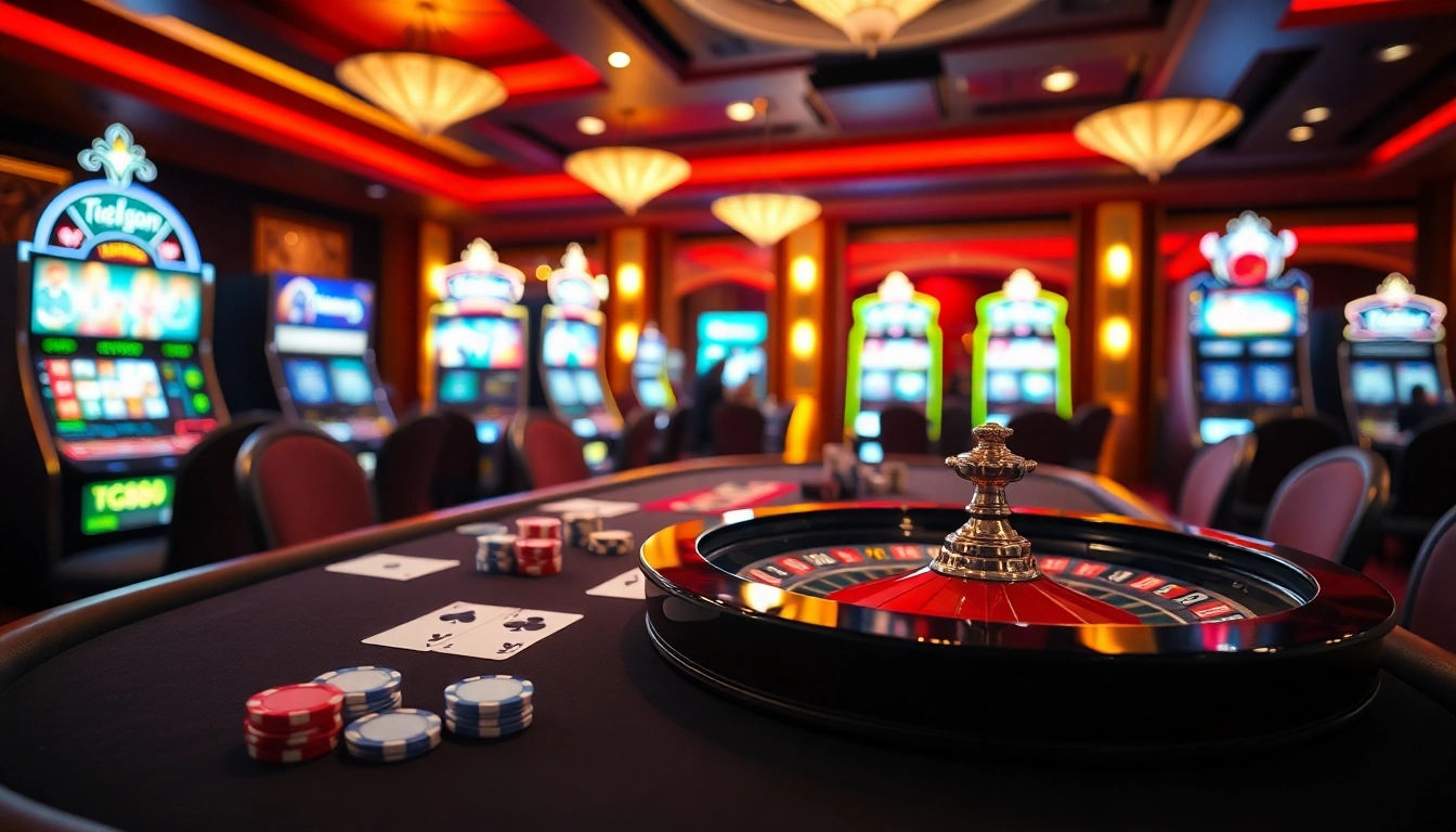 Experience thrilling gameplay at tg88.com with vibrant casino tables and exciting slot machines.