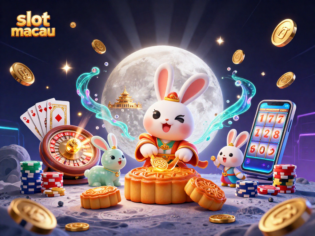 Engage with slot macau's charming moon rabbit and jade companion in a vibrant casino adventure.