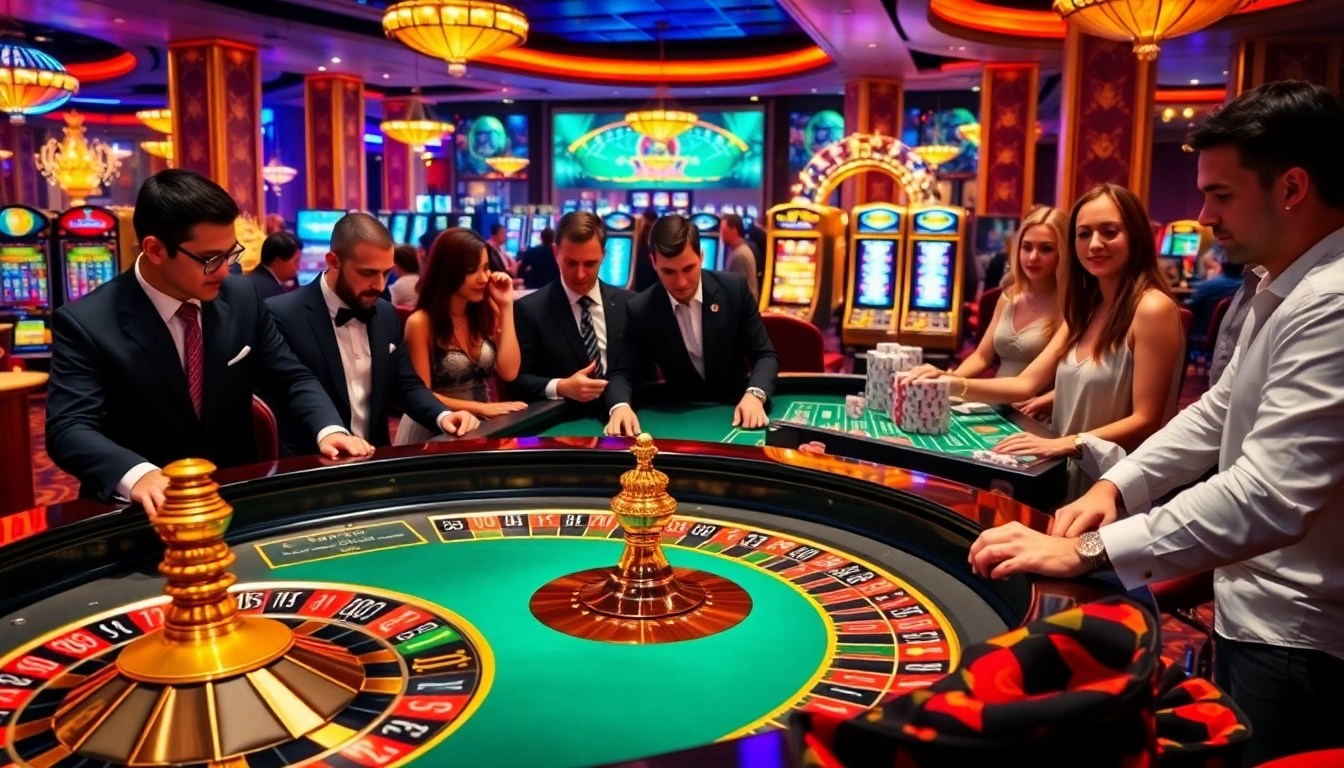 Engaging high-stakes players at the roulette table showcasing excitement at https://go99.institute/ casino.