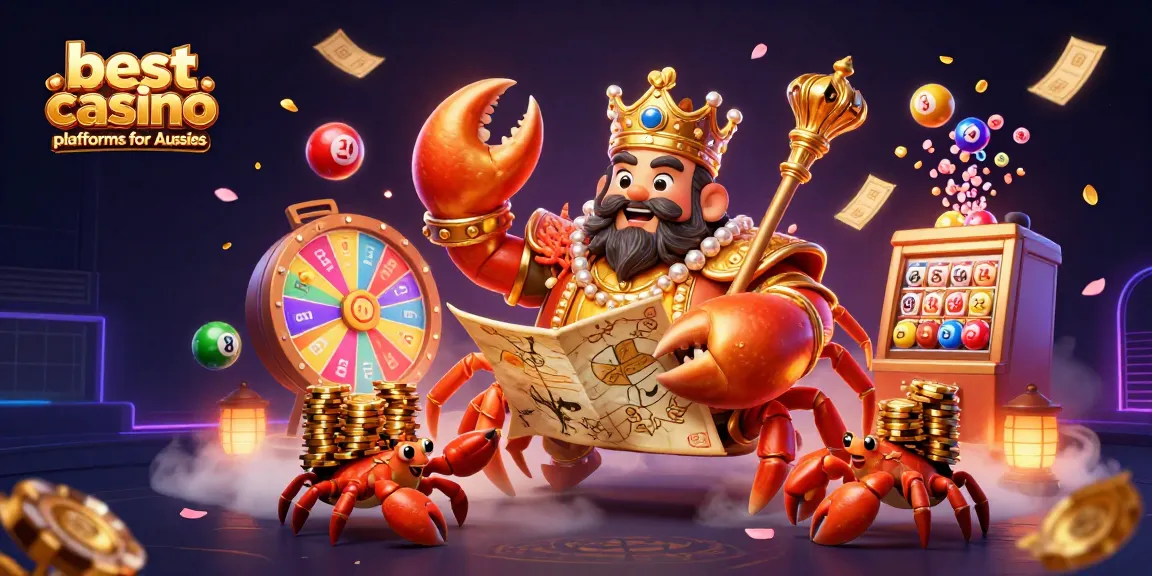Experience the excitement at the best casino platforms for Aussies with dynamic illustrations of fun gaming elements.