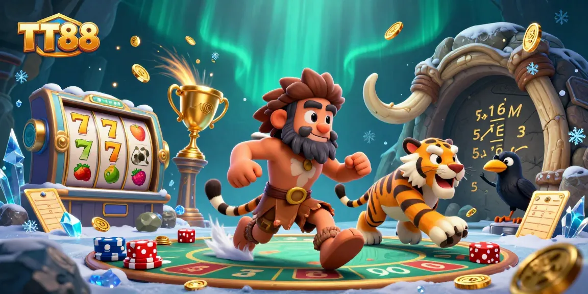 Experience the dynamic and engaging world of TT88 at a prehistoric casino with vibrant slot games.