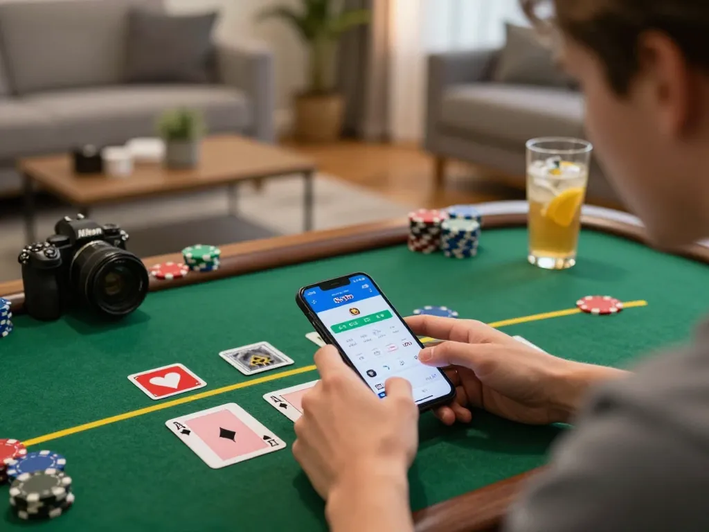 Engaging gameplay on Go99 mobile app with player placing bets in a cozy home setting.