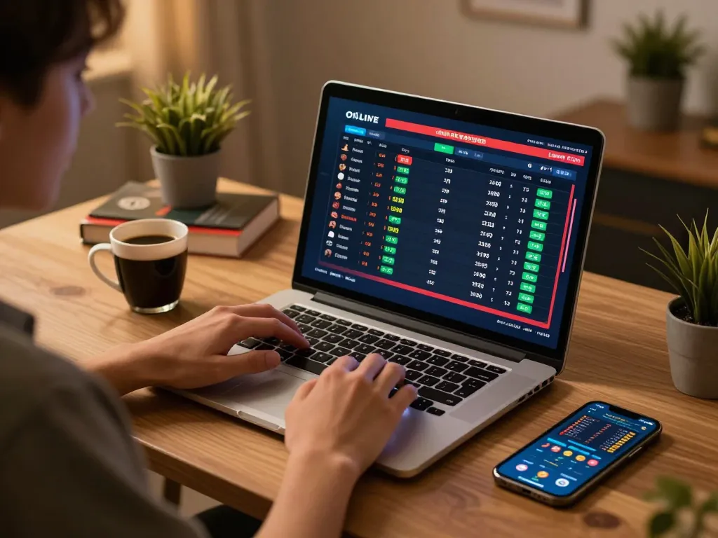 Engaging online sports betting experience showcasing mb66 with real-time odds on laptop.