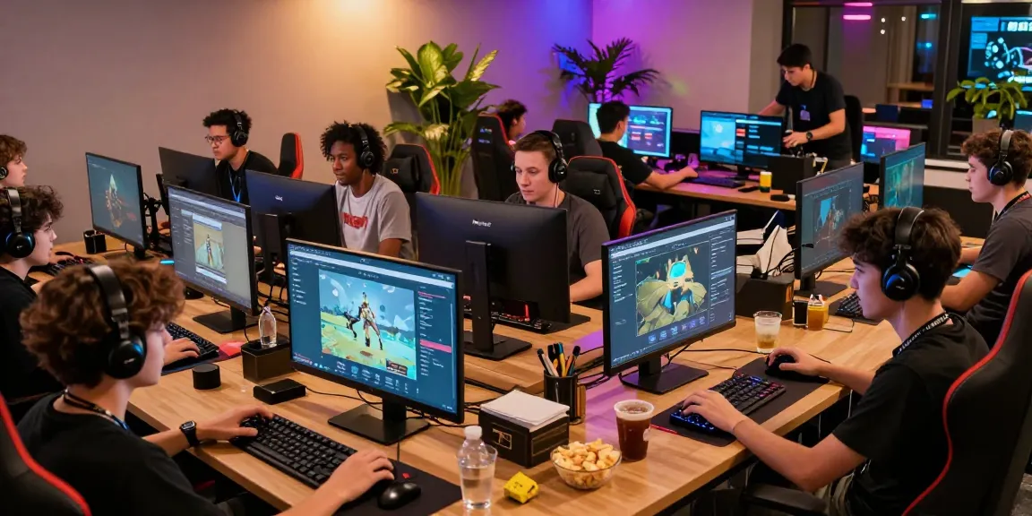 Engaged players enjoying the Mahajitu online gaming platform in a vibrant lounge.