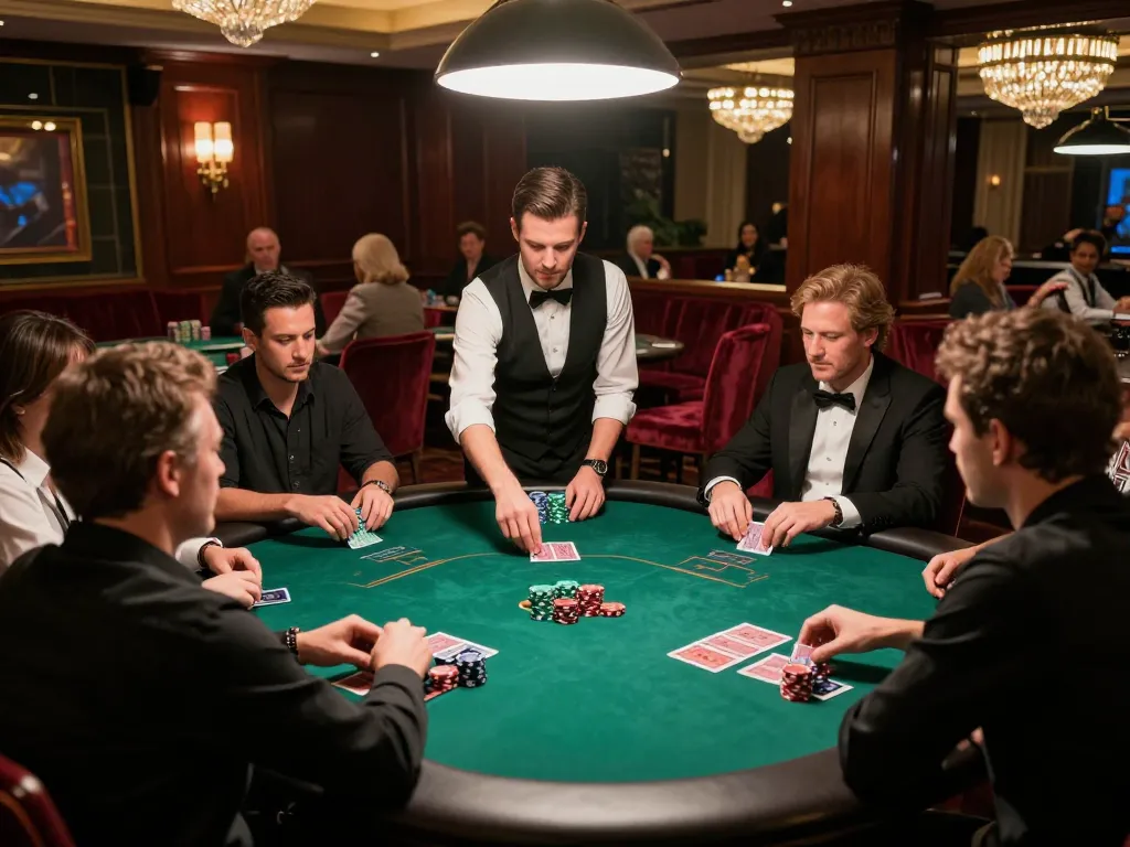 Players strategizing during a poker game at MM99 casino, high-stakes excitement captured.