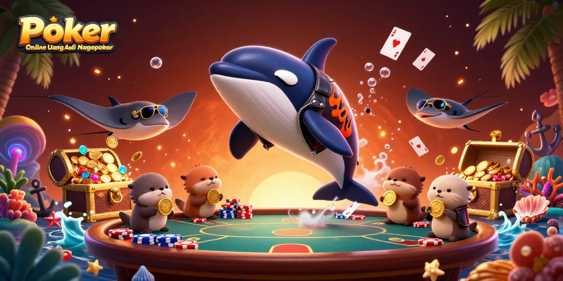 Enticing illustration of Poker Online Uang Asli Nagapoker showcasing vibrant characters and casino elements.