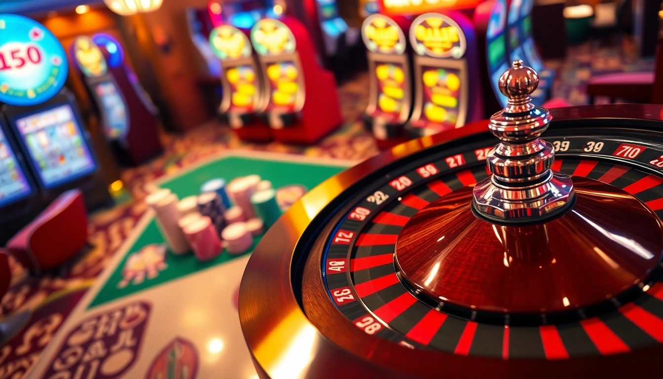 Experience the thrill at AT99娛樂城 with our lively casino gaming environment featuring roulette and slot machines.