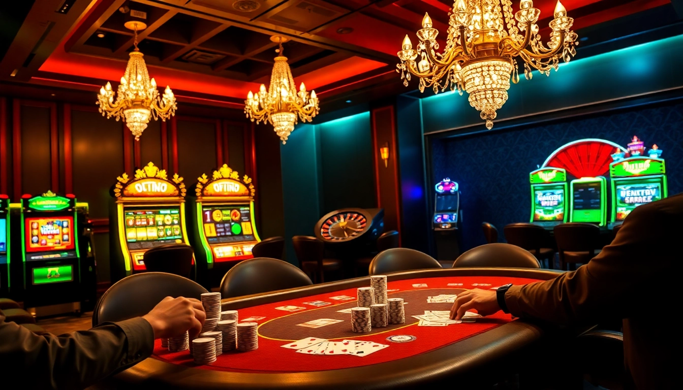 Engaged players at a high-stakes poker game scene inspired by ONE88ZA.COM with colorful chips and cards.