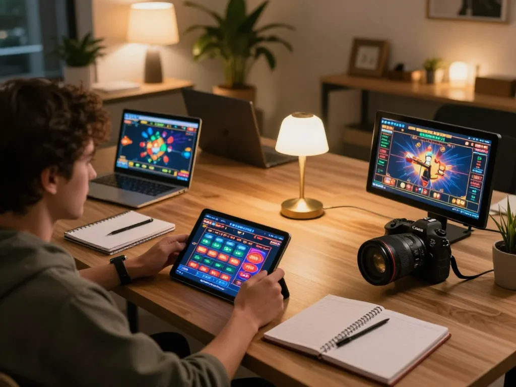 Player engaging with Nhà cái GA88 on a tablet, showcasing an inviting online gaming experience.