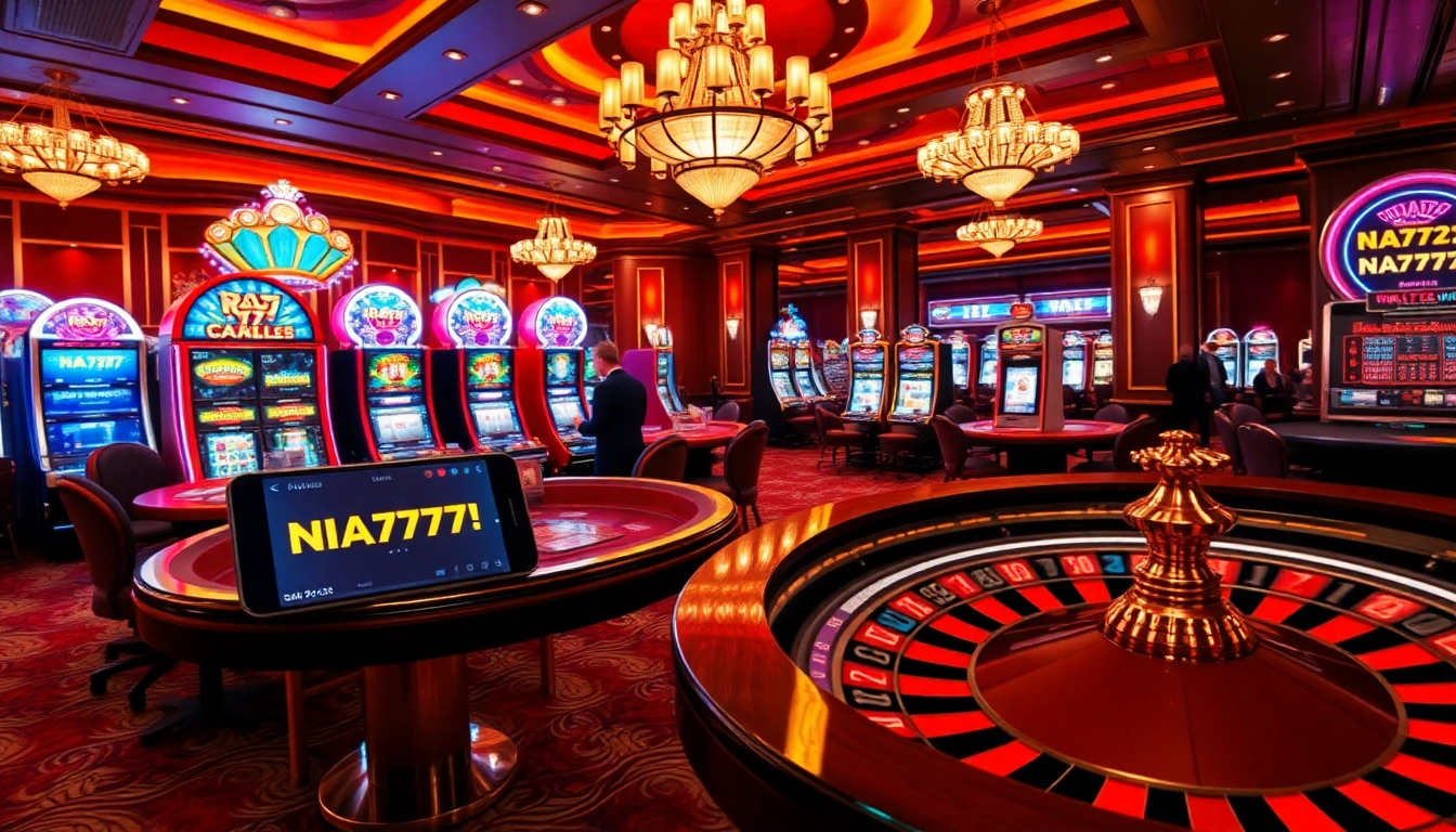 Experience thrilling online gambling at NA777 with vibrant casino visuals.