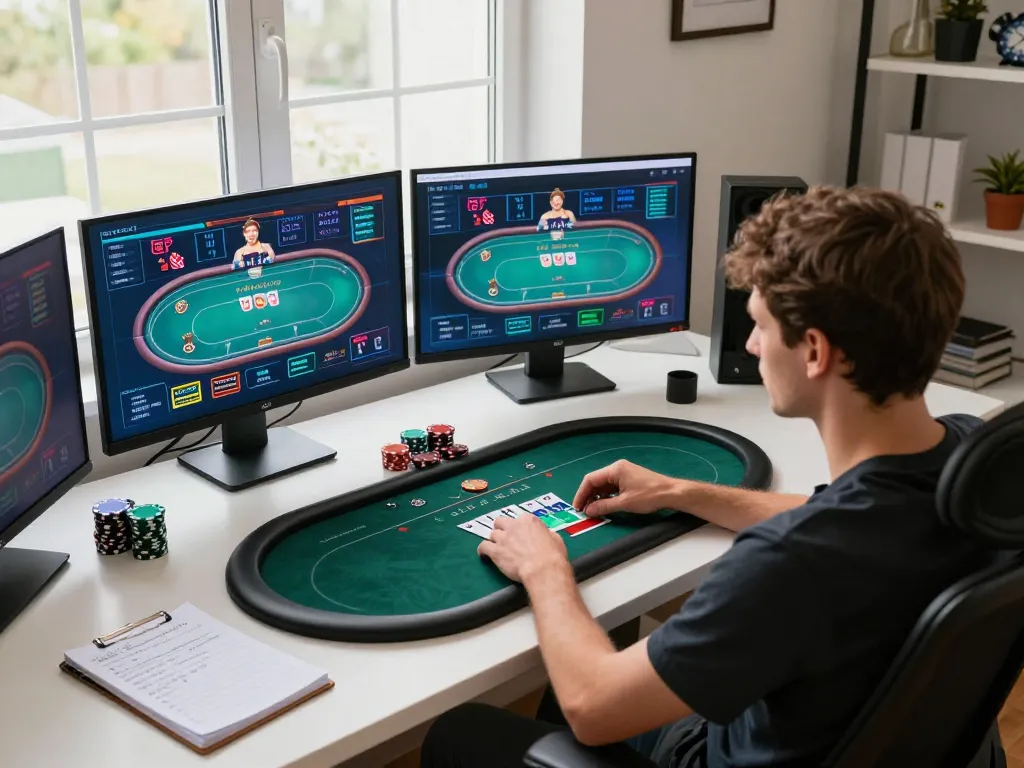 Pemain yang terlibat berpartisipasi dalam permainan poker online di rumah, menjelajahi strategi dari https://withinthesewallsblog.com/2017/ di tengah pengaturan yang nyaman.