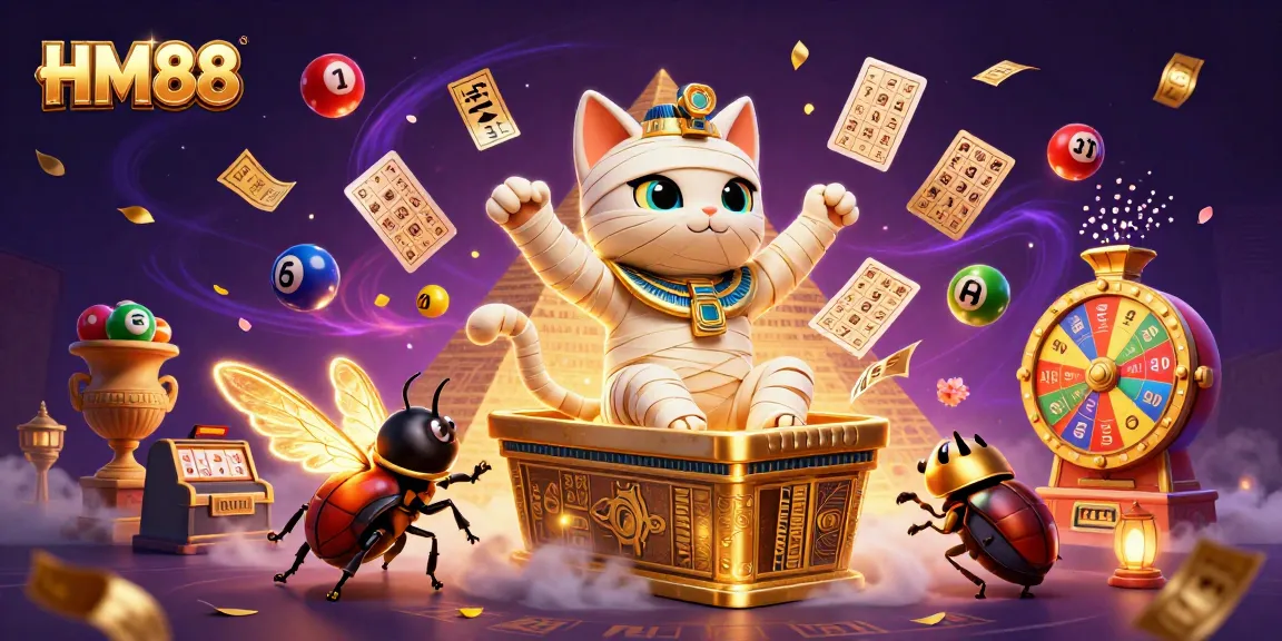 Engage with HM88's captivating online gaming world featuring a vibrant 3D casino scene.