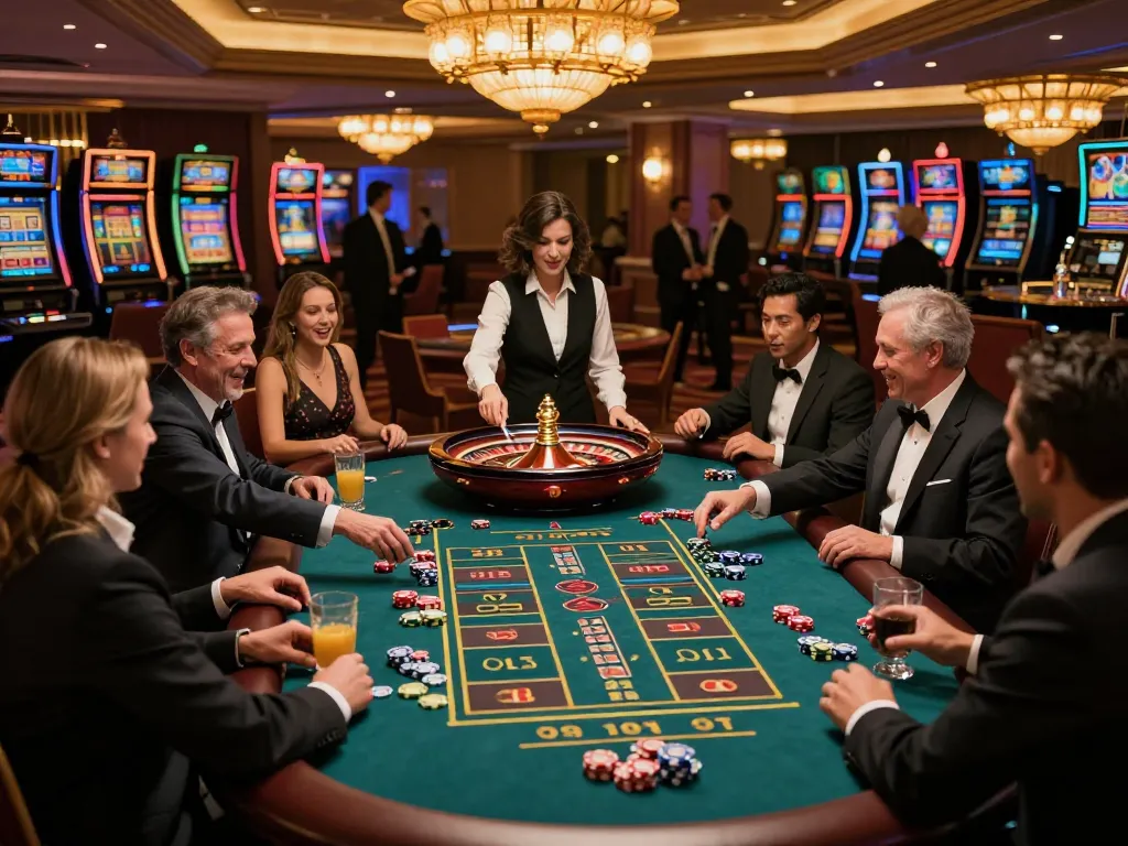 Players enjoying exciting roulette gameplay at BOM88 casino, chips and bets creating a thrilling atmosphere.
