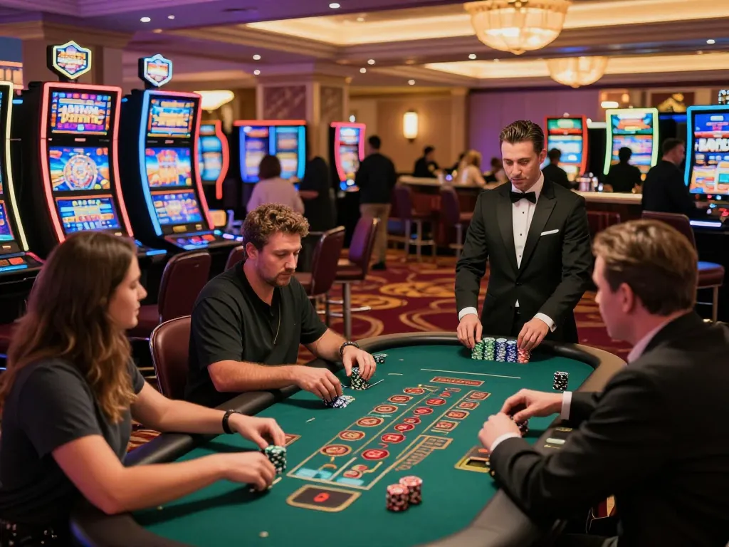 Players competing at blackjack table as tx88 excitement fills the air in a luxury casino