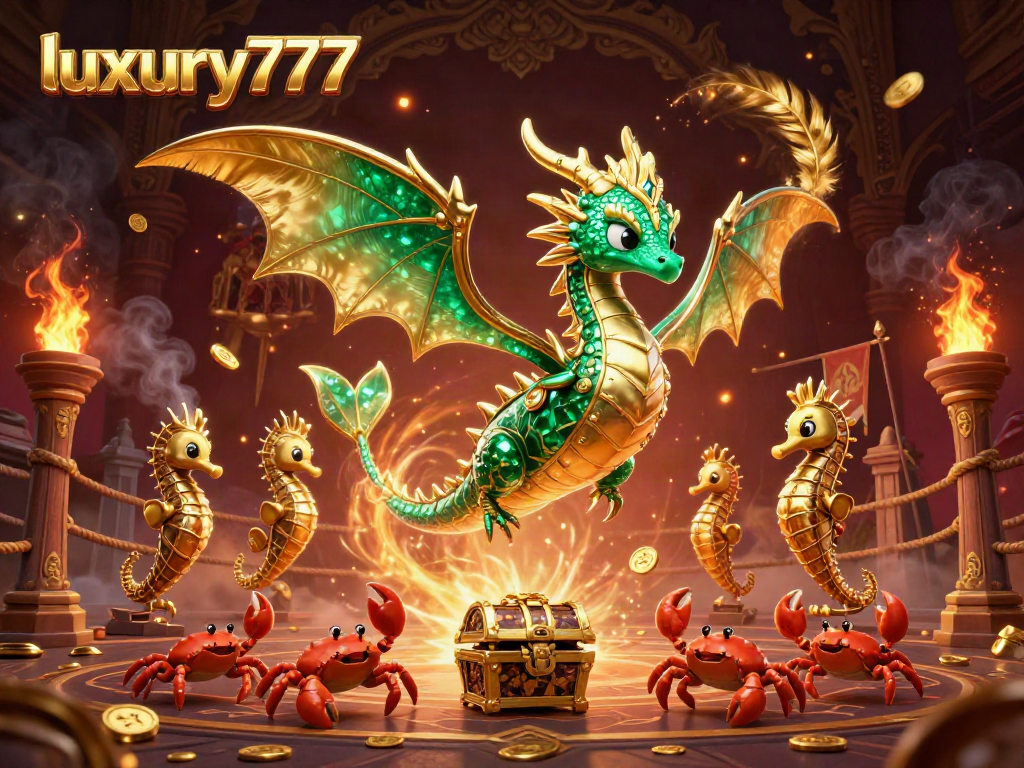 Memenangkan jackpot luxury777 dengan ilustrasi kasino yang penuh warna dan karakter menarik.