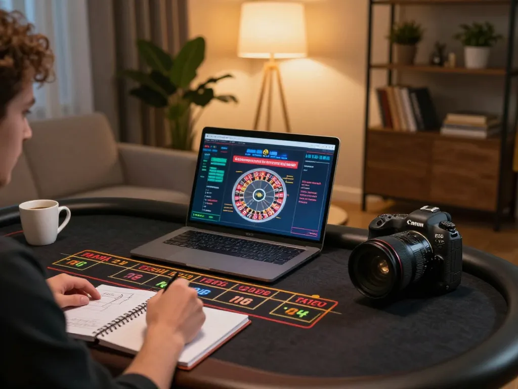 Player engaging in live roulette on GG88 platform from a cozy home setting with strategy notes