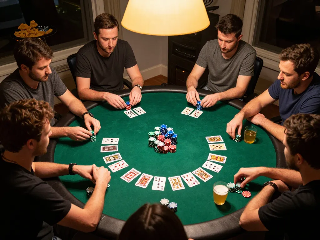 Players enjoy a thrilling poker game night with five88 strategies at a round table
