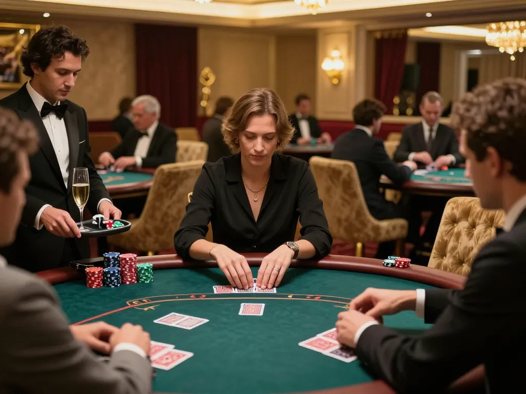 Players engage in high-stakes poker at HITCLUB’s exclusive gaming table, surrounded by luxury.