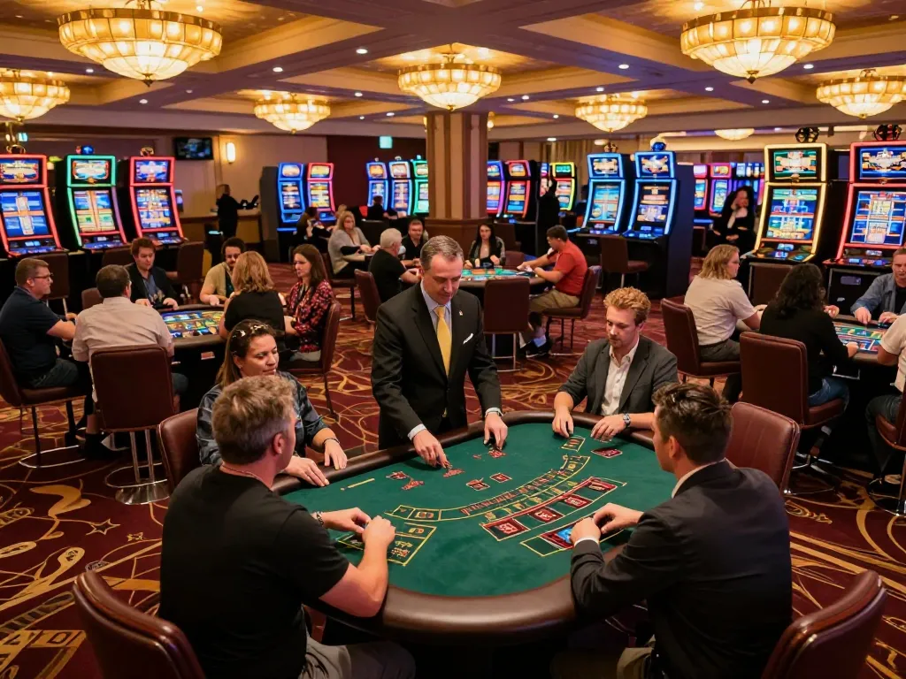 Engaging players at the HIT CLUB blackjack table in a vibrant casino atmosphere filled with action and excitement.