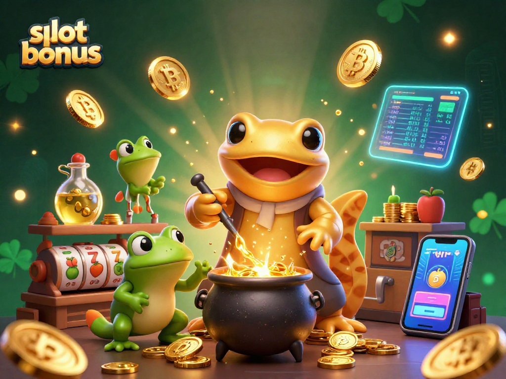Experience thrilling slot bonuses with vibrant 3D casino characters and sparkling gold coins.