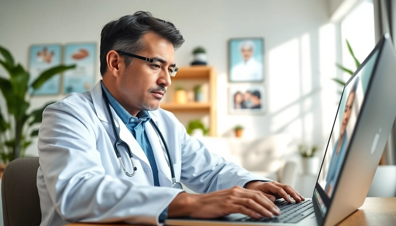 Experience an online urgent care doctor visit with a caring physician in a virtual consultation.
