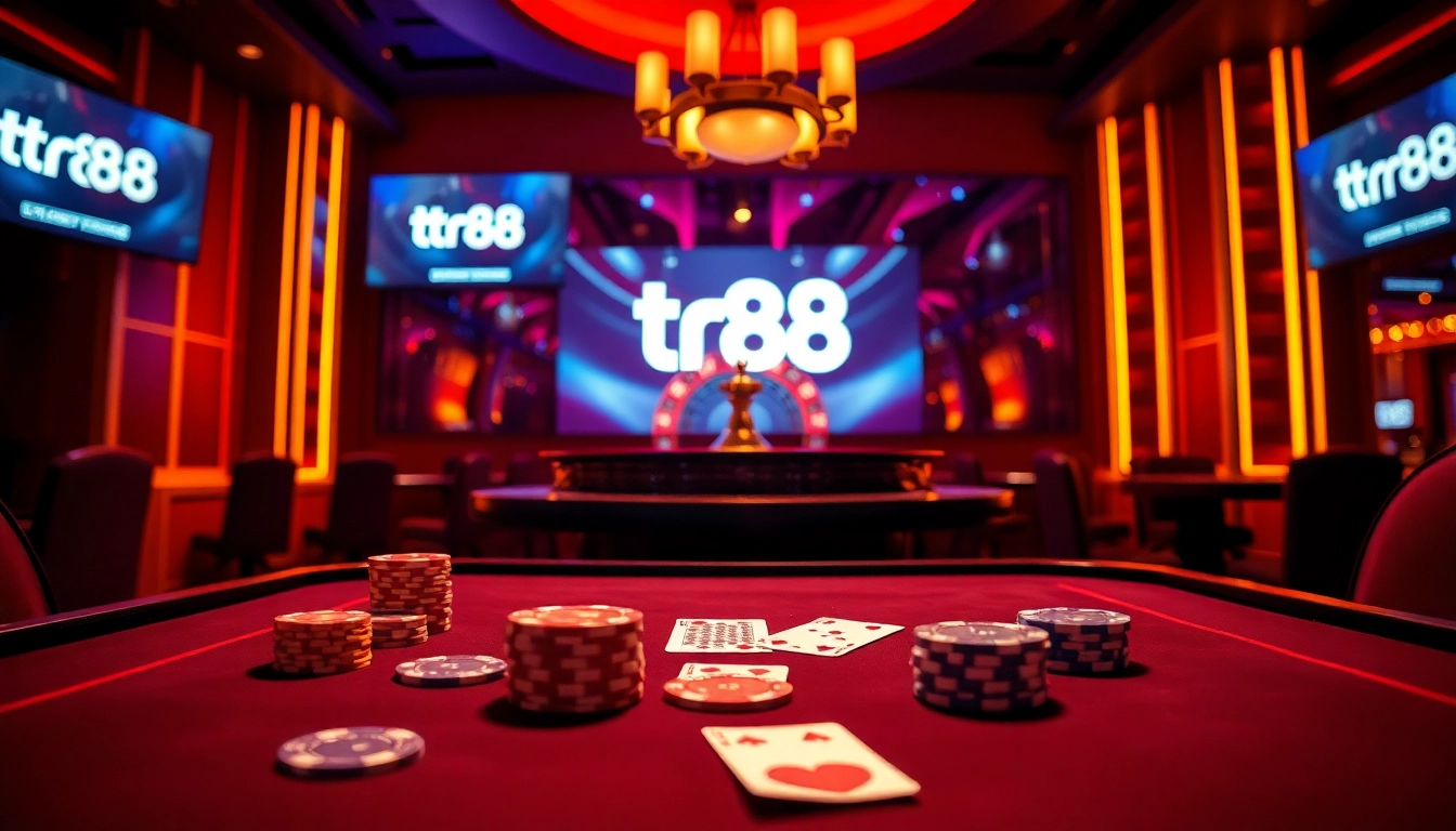 Experience the excitement of gambling with TR88 link at an elegant casino table.
