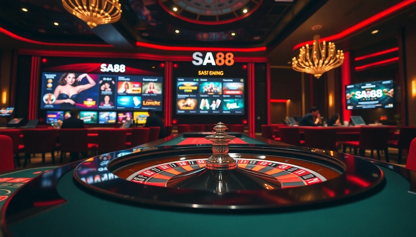 Experience SA88's thrilling roulette and poker action in a luxurious casino setting.