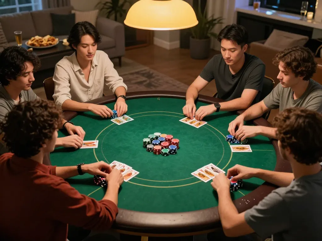Join the thrilling poker night at https://98winn.net/, where friends compete for victory over strategic card games.
