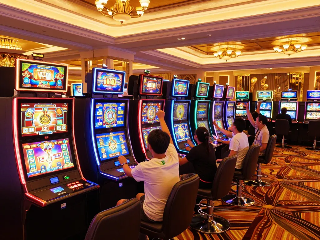 Mesin slot Bintangmpo menciptakan suasana yang menggetarkan dengan pemain merayakan kemenangan mereka.