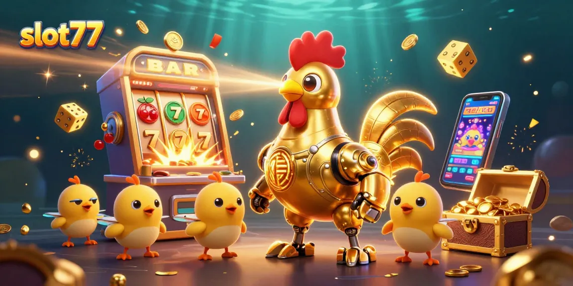 Experience the thrill of slot77 with dynamic characters and vibrant casino elements.