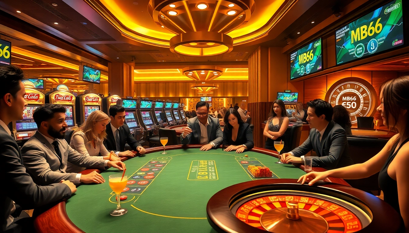 Players at a high-stakes poker table enjoying their time at MB66 Casino.