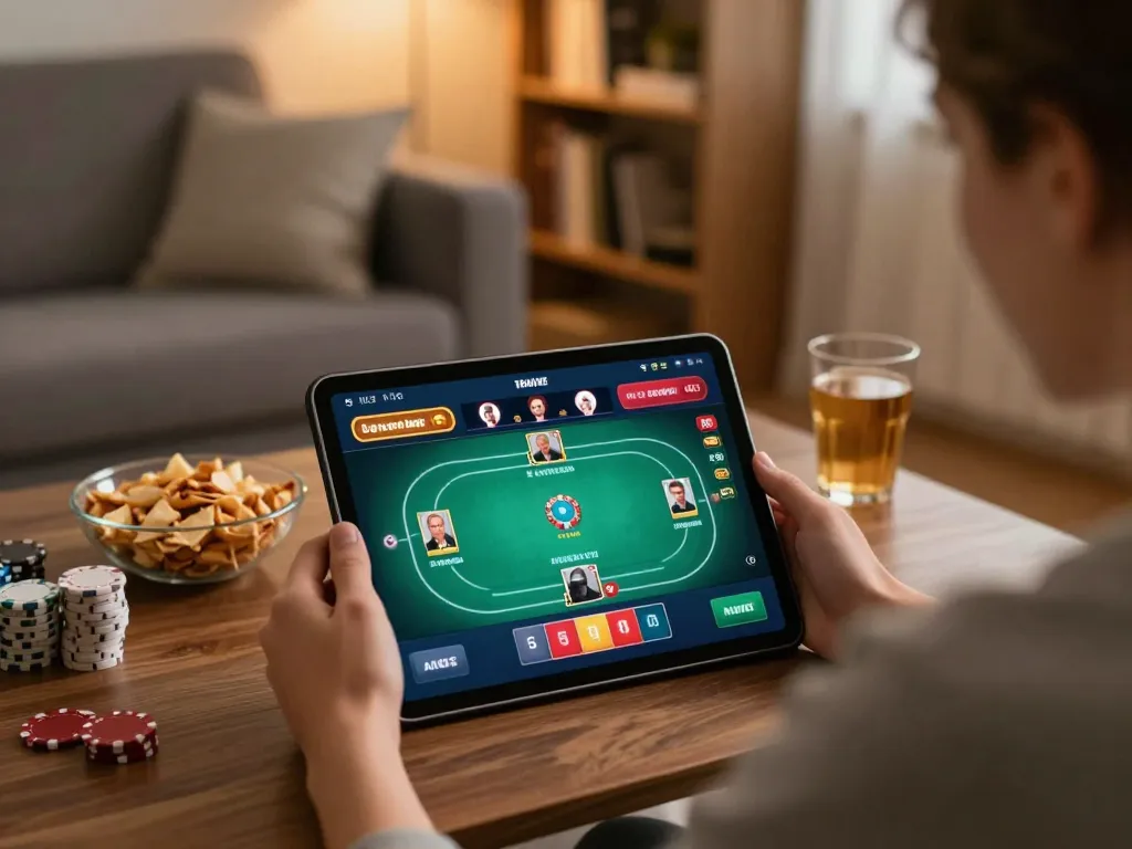 Engaging in dinamit4d poker game at home with strategic insights and comfortable atmosphere.