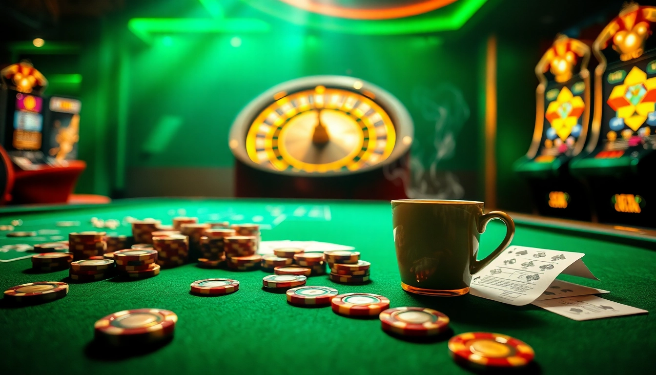 Engage in thrilling gameplay at gamebaidoithuong coffee with vibrant casino chips and exciting tables.