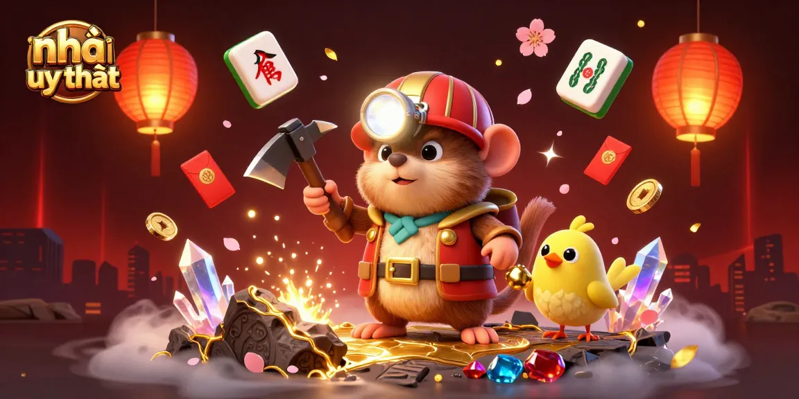 Create a vibrant scene showcasing a treasure hunter mole discovering gems, representing nhà cái uy tín in a rich casino environment.