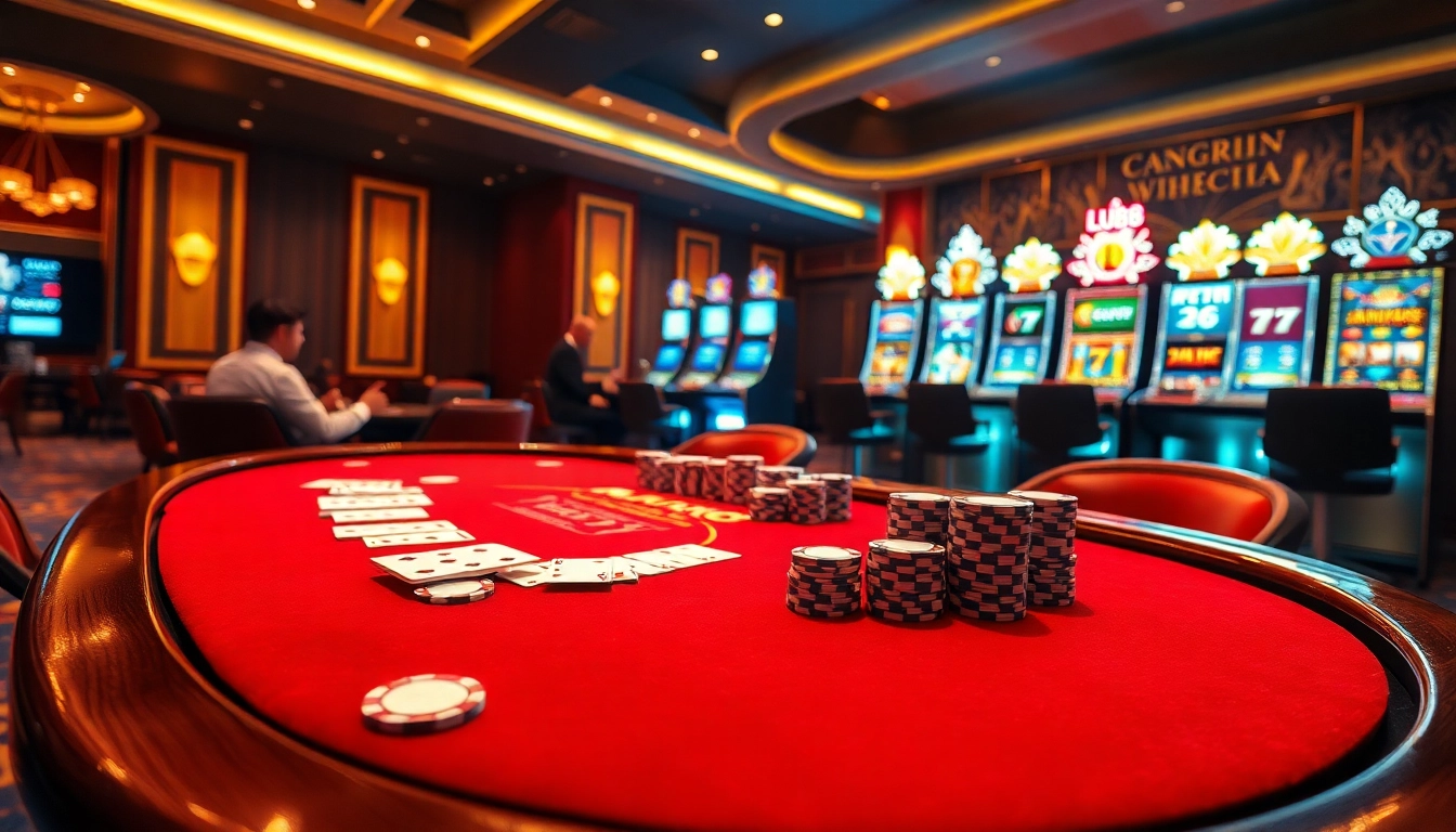 lu88 players strategizing at a vibrant poker table surrounded by luxurious casino elements
