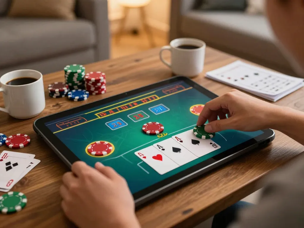 Nohu90 online gaming scene featuring a player placing bets in a cozy living room atmosphere.
