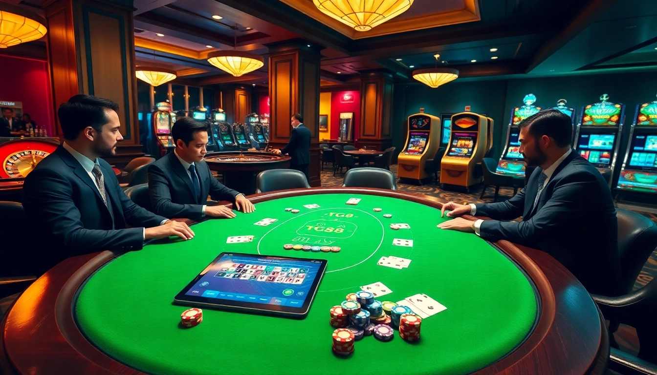 Experience the thrill of winning at TG88 casino with vibrant poker tables and exciting games.