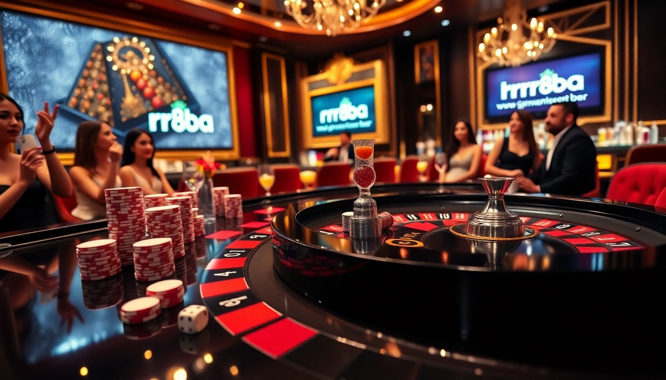 Spin the wheel at https://rr88.bar/ with energized players enjoying a thrilling casino experience at the roulette table.