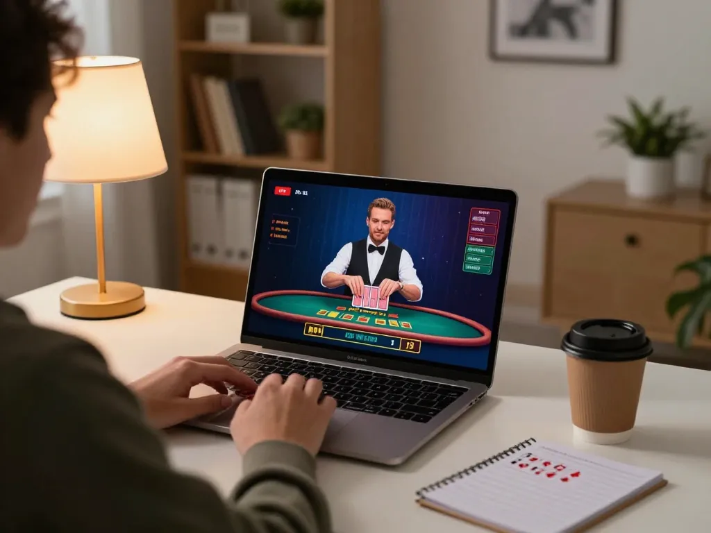 Player engaging in live dealer blackjack on MMOO, showcasing an immersive online gaming experience.