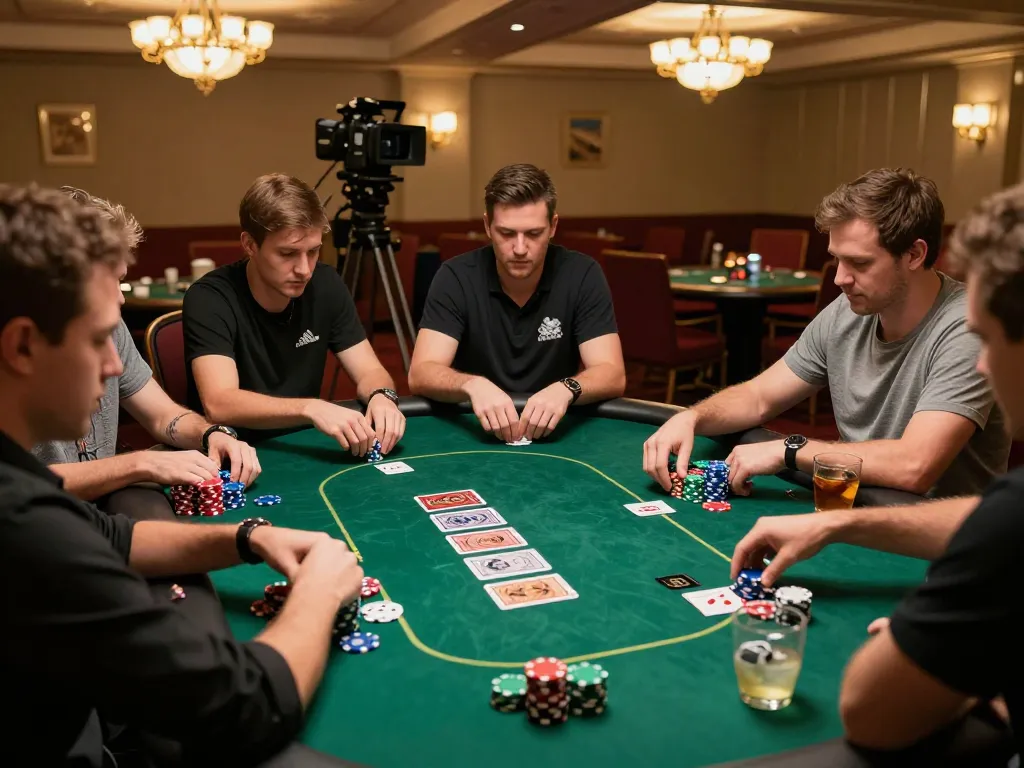Engaging poker gameplay scene showcasing TT88 strategies at an upscale casino table.